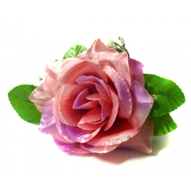 GR134 Róża w pąku - główka z liściem Pink/Purple